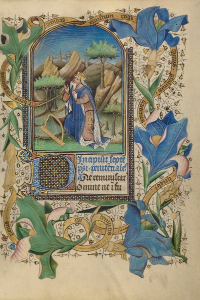 David en oración de Master of Guillebert de Mets